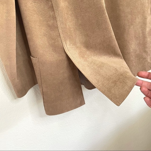 Vintage Abe Schrader Ultra Suede Peak Lapel Button Front Blazer Jacket Tan Small - Picture 10 of 16